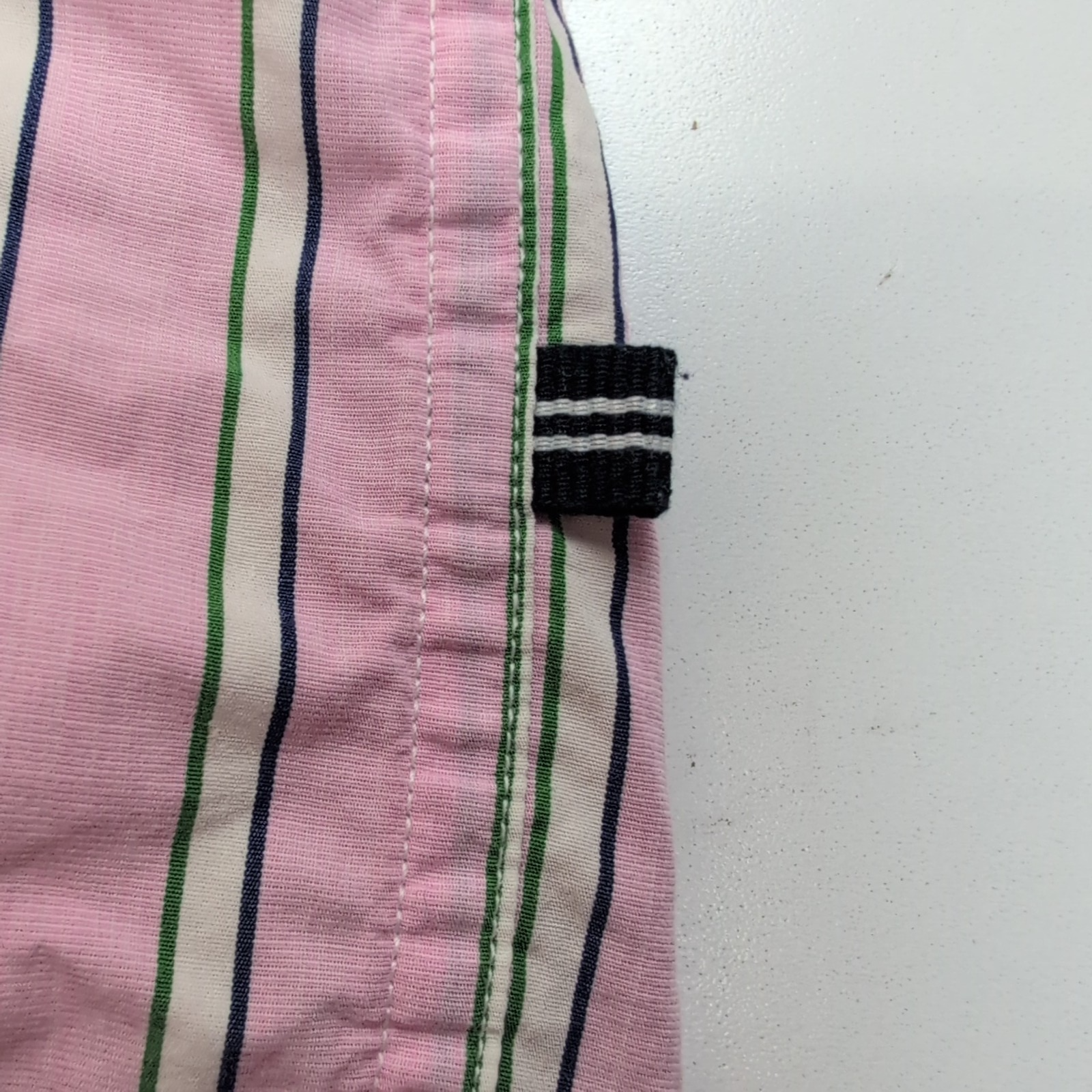 Nautica chemise 80s two ply coton rose pâle rayures vertes XL