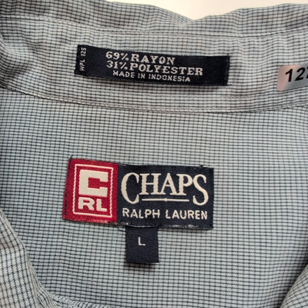 Chemise Chaps Ralph Lauren L Bleu Clair Carreaux Logo Rayonne Manches Courtes