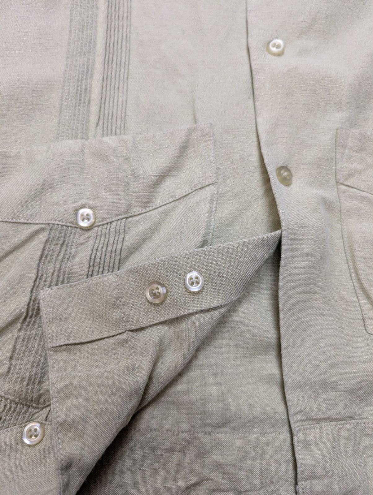 Chemise Hawaïenne HAVANA Vert Pâle Relief & 4 Poches - Taille M