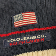 Pull Col Roulé Ralph Lauren Blanc Cassé & Marine - Drapeau USA - Taille M