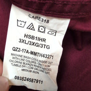 Chemise Wrangler Manche Courte Bordeaux Unie Taille 3XL Deux Poches