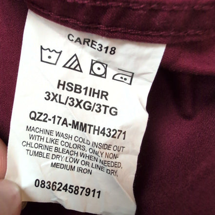 Chemise Wrangler Manche Courte Bordeaux Unie Taille 3XL Deux Poches