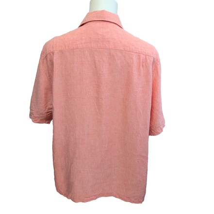 Chemise Claiborne 100% Lin Corail Saumon Manches Courtes Taille XL