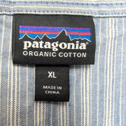 Chemise Patagonia XL bleue à rayures coton organique manches courtes