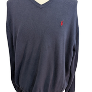 Pull Polo Ralph Lauren Bleu Marine Logo Rouge - 100% Coton - Taille XXL