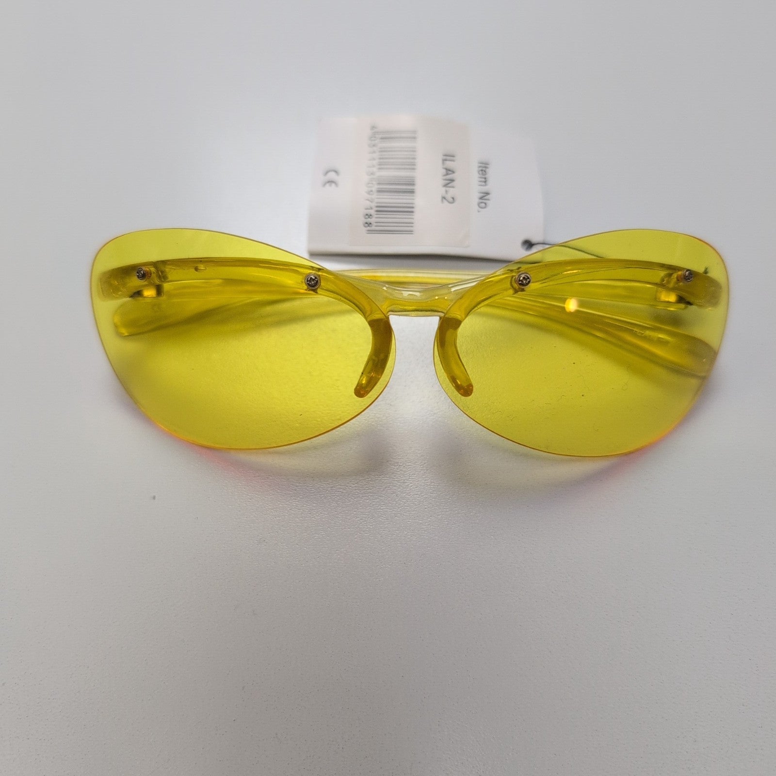Lunettes de soleil Y2K Grand verre ovale Jaune transparent