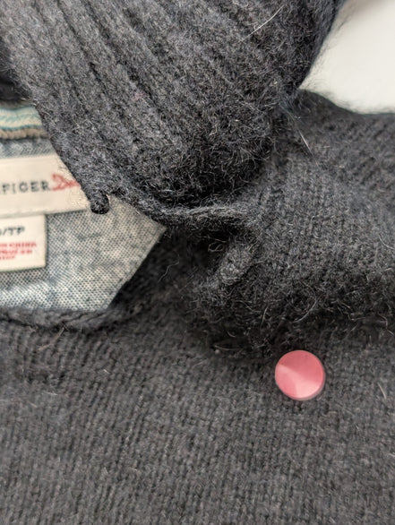 Pull Femme Tommy Hilfiger Noir Angora - Écharpe Intégrée - Taille XS