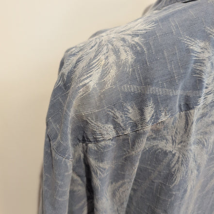 Chemise Hawaïenne Jamaica Jaxx Bleu Palmiers 100% Soie XL Bois