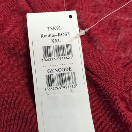 Haut Femme Kéama Taille XXL Rouge Col V Manches Longues Extensible Neuf