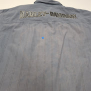 Chemise Harley-Davidson L Grise Rayures Broderies Avant Dos Manches courtes