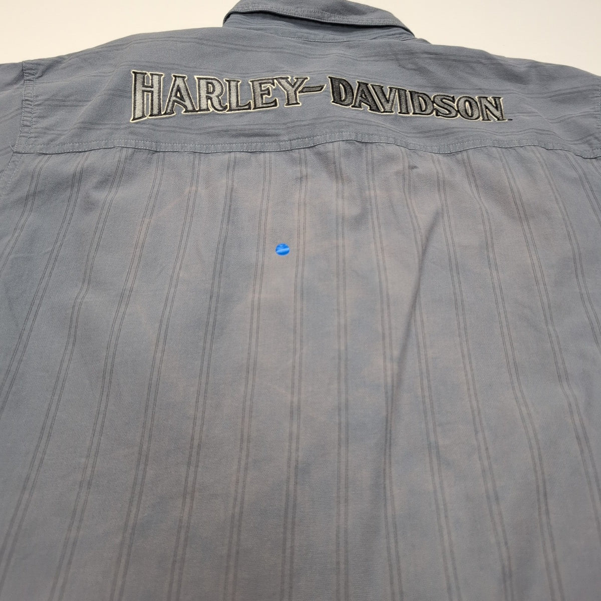 Chemise Harley-Davidson L Grise Rayures Broderies Avant Dos Manches courtes