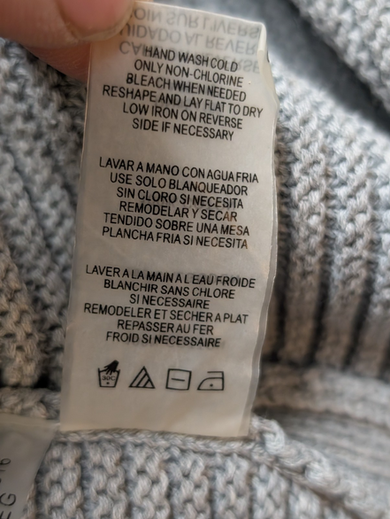 Pull Calvin Klein Col Rond Gris Clair Manches 3/4 Ficelées - Taille M