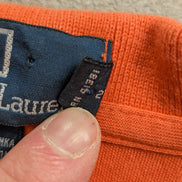 Polo manches courtes Polo Ralph Lauren M orange 100% coton logo bleu marine