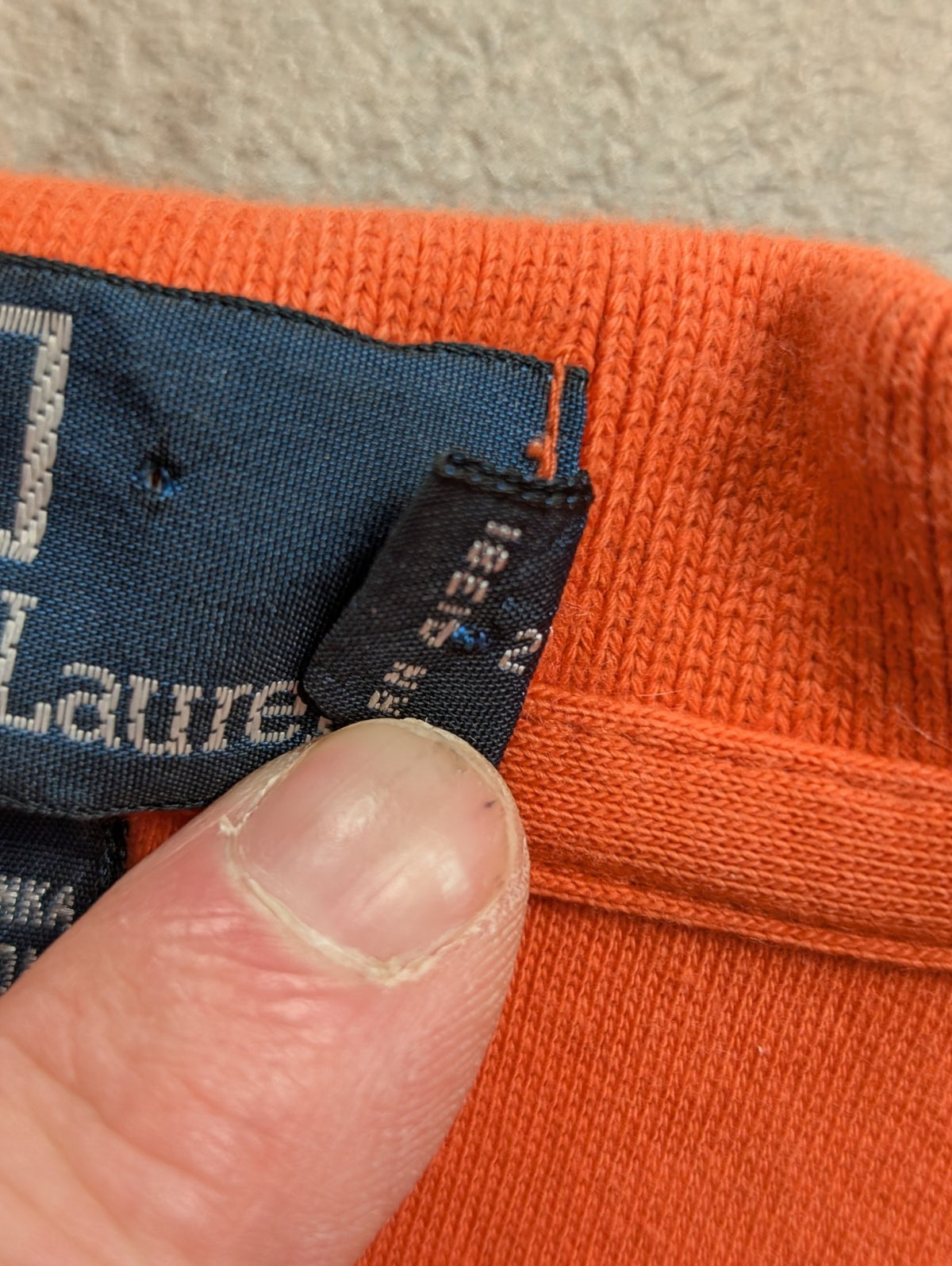 Polo manches courtes Polo Ralph Lauren M orange 100% coton logo bleu marine