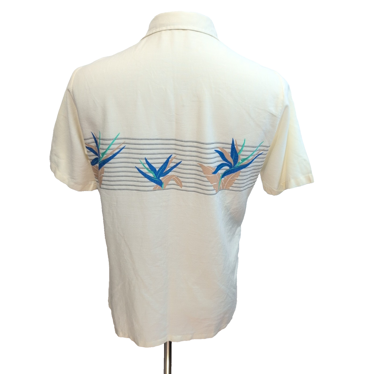 Chemise Hawaïenne Big Sur California S Blanc Cassé Feuillage Manches Courtes