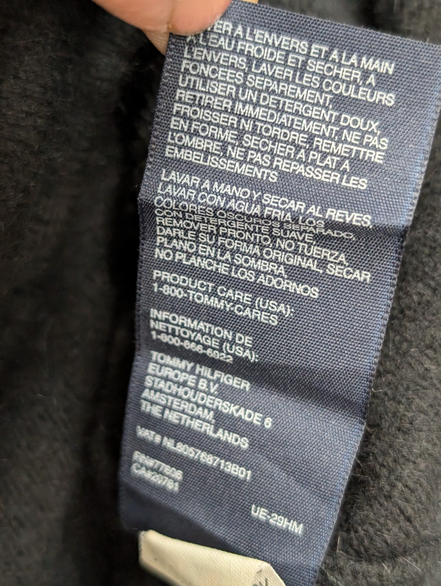 Pull Femme Tommy Hilfiger Noir Angora - Écharpe Intégrée - Taille XS