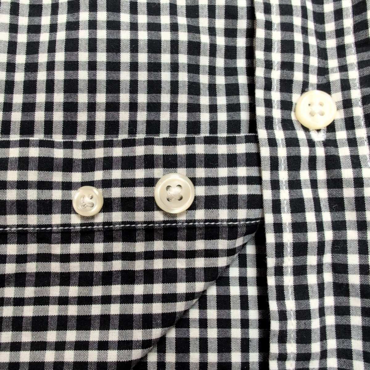 Chemise Chaps M noir blanc petits carreaux 100% coton manches longues