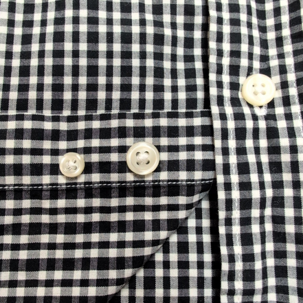 Chemise Chaps M noir blanc petits carreaux 100% coton manches longues