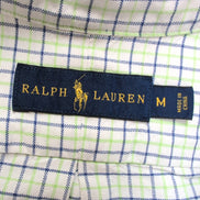 Chemise Ralph Lauren M Vert Bleu Carreaux Oxford Shirt Button Down Logo Marron
