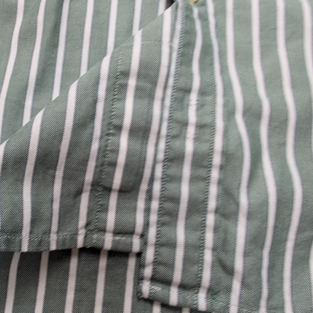 Chemise BURBERRY M Verte Rayures Blanches Oxford Logo Brodé Manches Longues