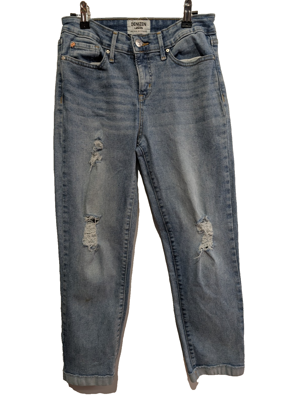 Jean Levi's Denizen Femme Bleu Clair Stretch Rock Troué Ourlet T34 W28