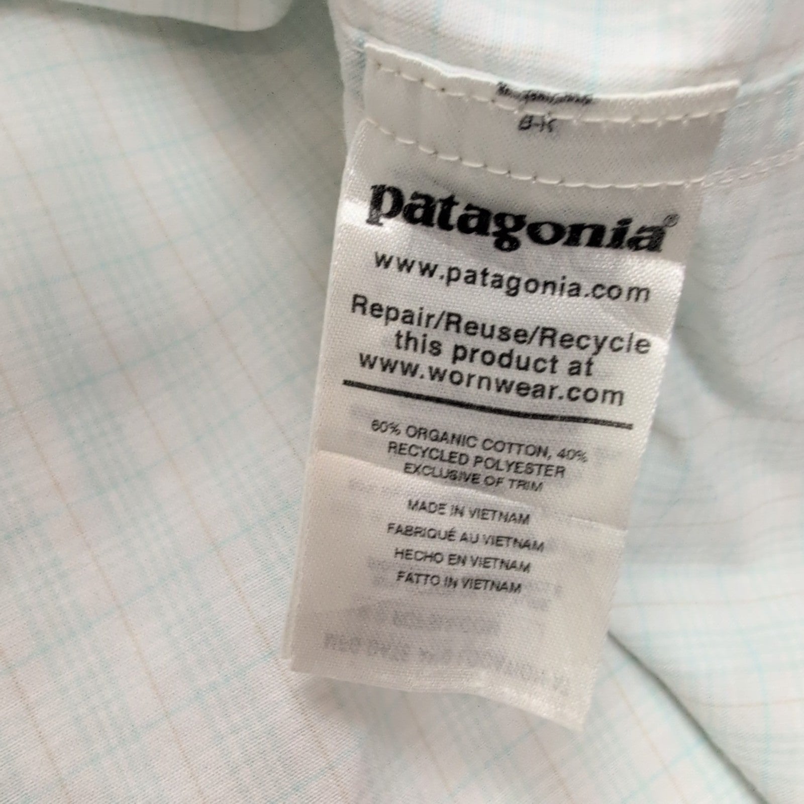 Chemise Patagonia XL Vert Carreaux Coton Organique Manches courtes