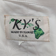Chemise hawaïenne Ky's blanche palmiers Made in Hawaii USA taille XL #706 hawaii