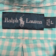 Chemise Ralph Lauren L Turquoise Carreaux Manches Courtes Coton Sans Logo