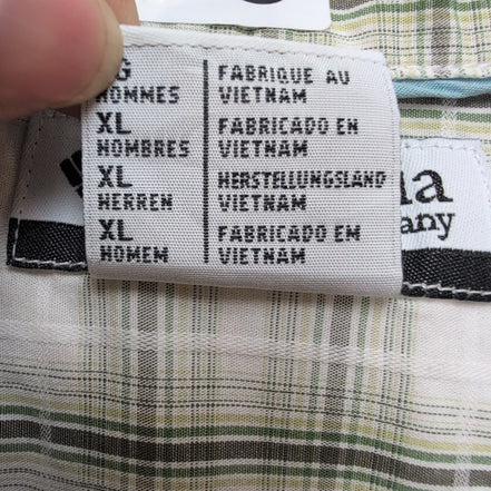 Chemise Columbia manches courtes à carreaux verts et blancs poche XL