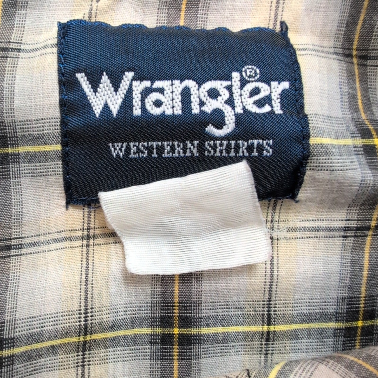 Chemise Wrangler Western Vintage Crème Carreaux Manches Courtes M