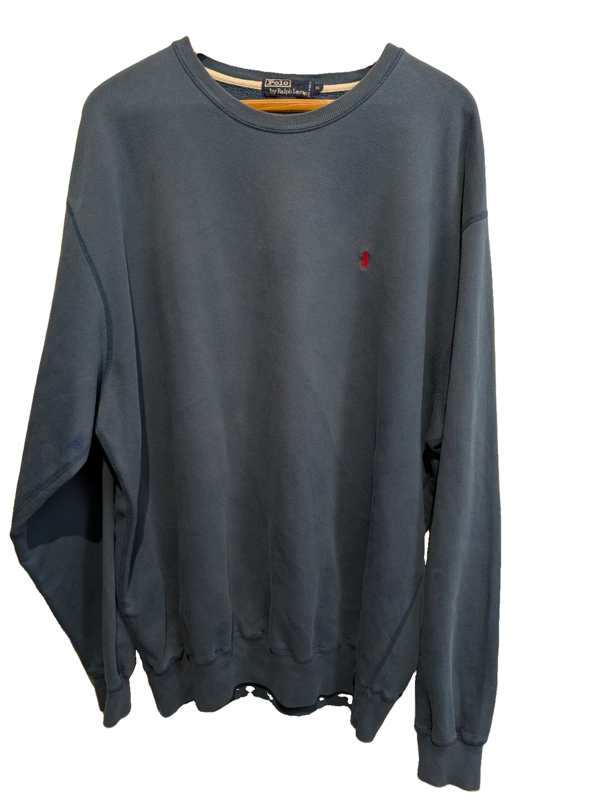 Sweat Polo Ralph Lauren XL XXL bleu marine logo rouge brodé col rond