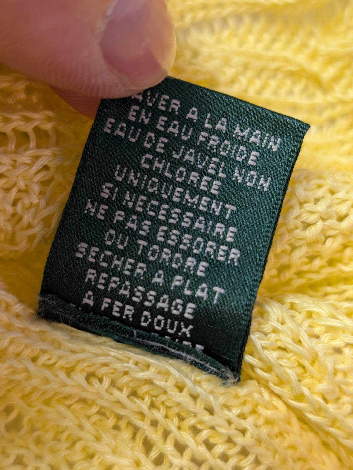 Pull femme LAUREN Ralph Lauren 100% lin jaune col V torsadé taille XL