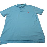 Polo manches courtes Polo Ralph Lauren M bleu turquoise logo orange Custom Fit