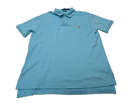Polo manches courtes Polo Ralph Lauren M bleu turquoise logo orange Custom Fit