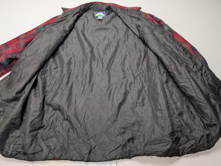 North Crest Chemise Veste Matelassée Laine Carreaux Bordeaux Vert XL RARE |270S