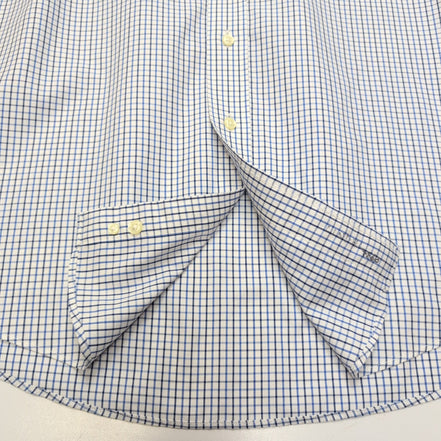 Chemise LL Bean bleu carreaux manches longues Wrinkle Resistant 1 poche L (2XL)