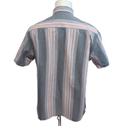 Chemise Hawaïenne Tommy Bahama Island Zone L Soie / Polyester Rayures Gris Rouge