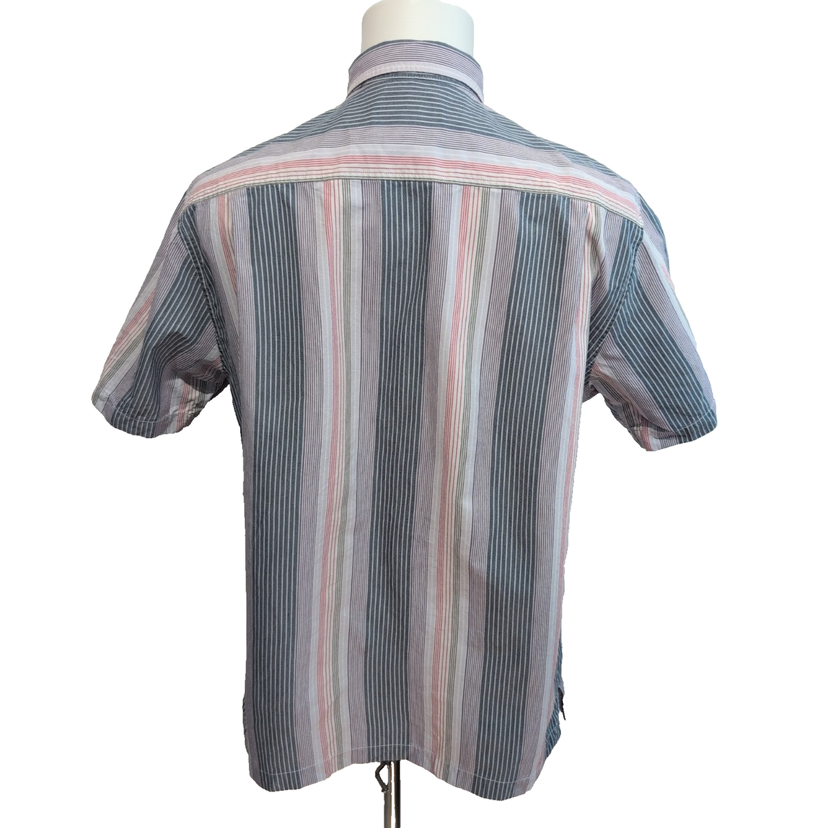 Chemise Hawaïenne Tommy Bahama Island Zone L Soie / Polyester Rayures Gris Rouge
