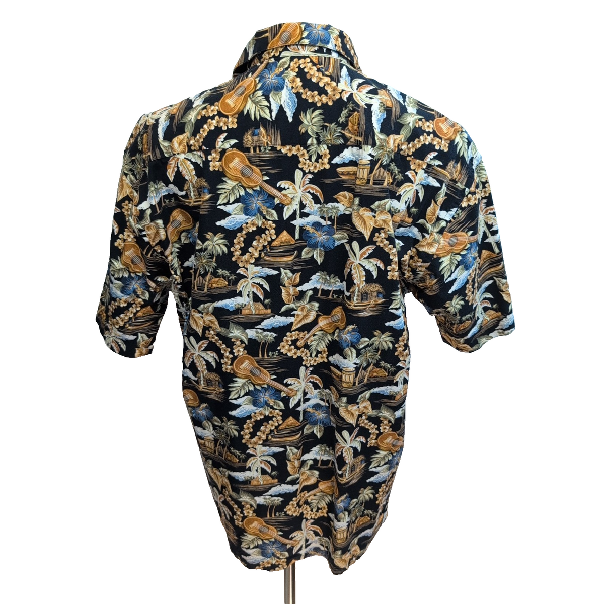 Chemise Hawaïenne Manches Courtes Pierre Cardin Noir Motif Tropical L