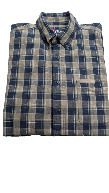 Chemise Chaps Ralph Lauren L carreaux bleu beige shirt button down