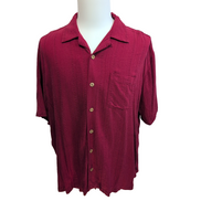Chemise Hawaïenne Manches Courtes Caribbean Soie Rayonne Rouge XL