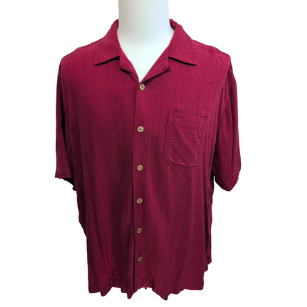 Chemise Hawaïenne Manches Courtes Caribbean Soie Rayonne Rouge XL