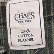 🐻 CHEMISE FLANELLE CHAPS XL (TG) CARREAUX VERT KAKI NOIR LOGO BRODÉ