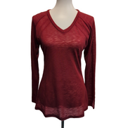 Haut Femme Kéama Taille XXL Rouge Col V Manches Longues Extensible Neuf