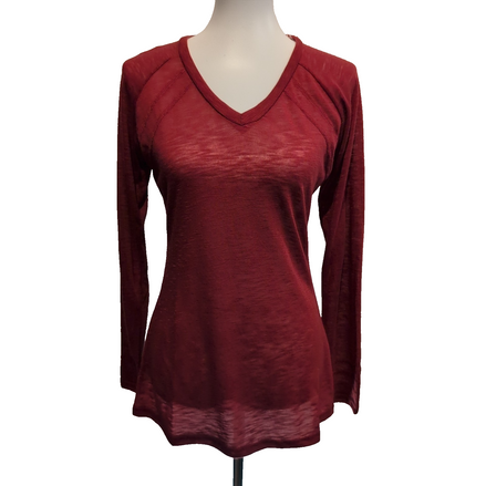 Haut Femme Kéama Taille XXL Rouge Col V Manches Longues Extensible Neuf