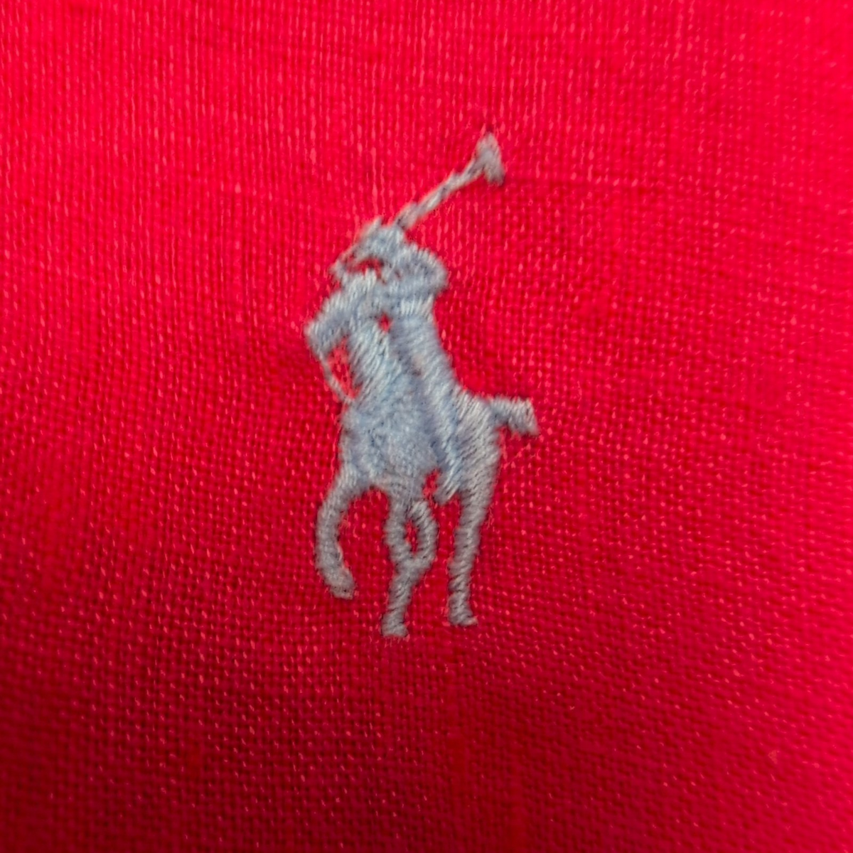 Chemise Ralph Lauren Classic Fit S Rouge 100% Lin QR Code Logo Bleu