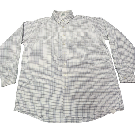 Chemise L.L. Bean blanche à carreaux bleus et noir taille XXL #121e