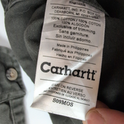 Chemise Carhartt XL Vert Foncé Vintage Workwear Épais Logo Cuir manches longues