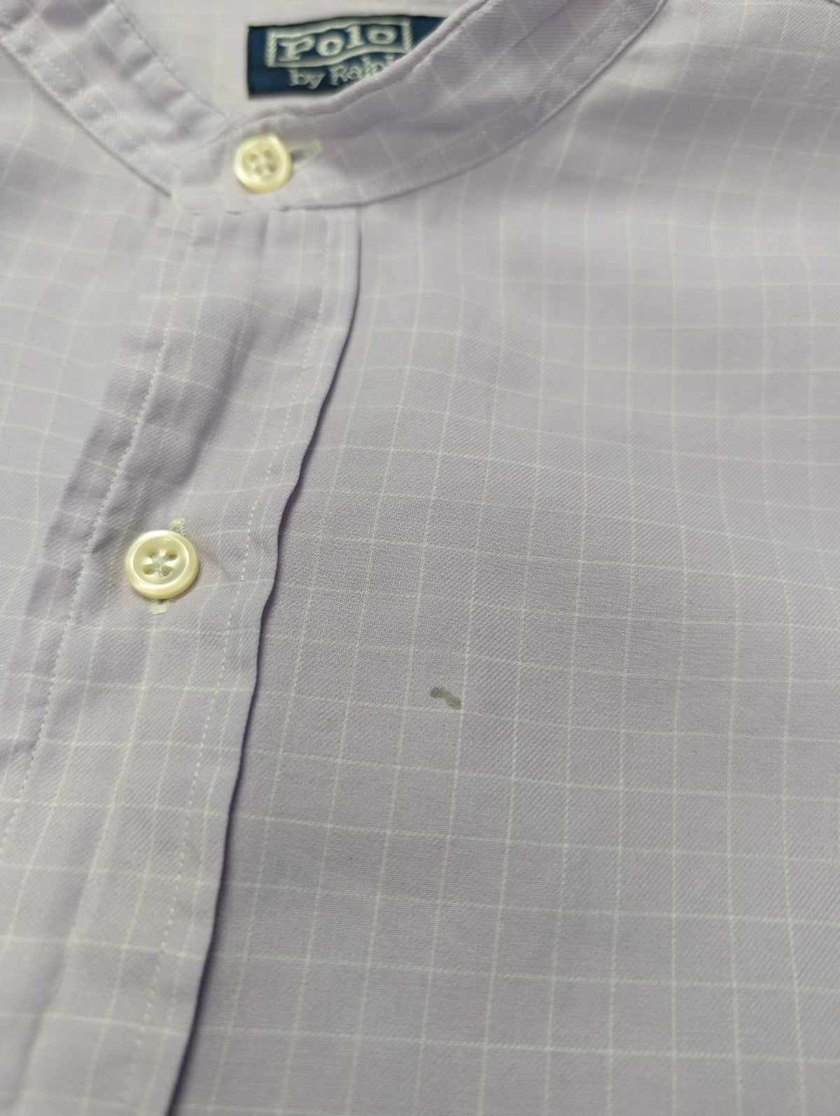 Chemise Polo Ralph Lauren Shirt L XL Andrew Lila Micro-Carreaux Col Mao Officier