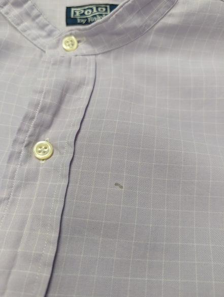 Chemise Polo Ralph Lauren Shirt L XL Andrew Lila Micro-Carreaux Col Mao Officier